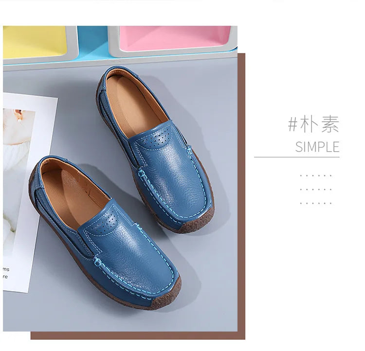 Zapatos informales De cuero genuino para Mujer, zapatillas De ocio, mocasines sin cordones De marca De lujo para Mujer, mocasines suaves para Mujer, Zapatos De Mujer