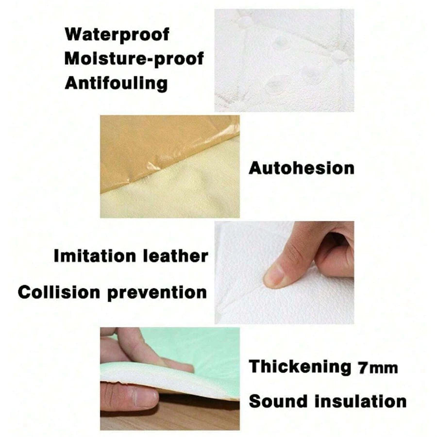 Pegatinas de pared 3D, papel tapiz autoadhesivo grueso Tatami, alfombrilla de pared anticolisión, cojín de espuma suave para dormitorio de niños y sala de estar