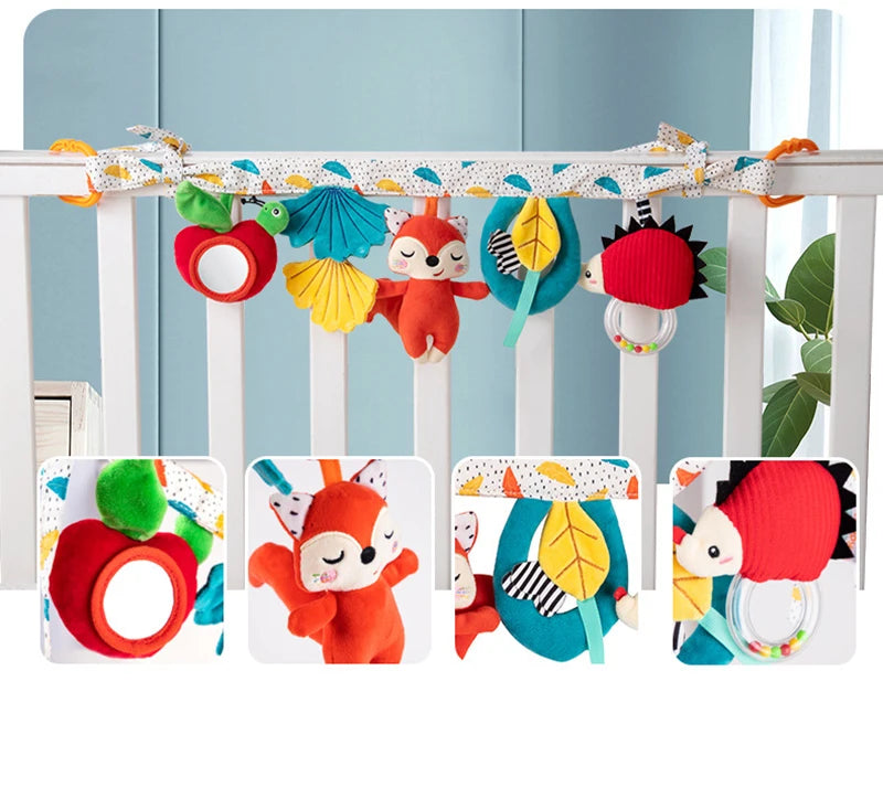 Sonajero de peluche sensorial para bebé, cochecito de juguete, juguetes colgantes móviles musicales, sonajeros móviles para bebés, juegos para recién nacidos de 0 a 6 y 12 meses