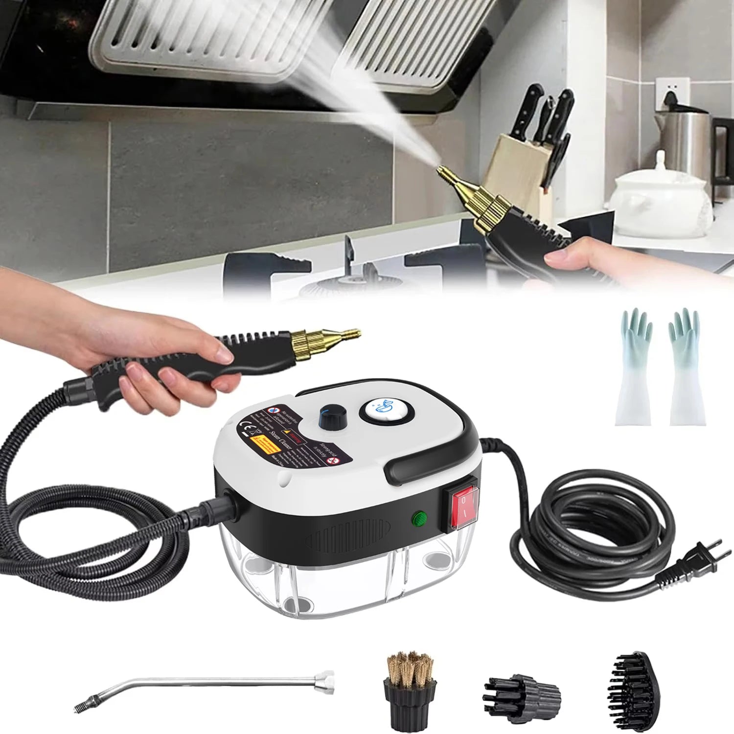 Limpiador a vapor de presión de alta temperatura de 2500W para el hogar, cocina, máquina de limpieza portátil de mano para coche