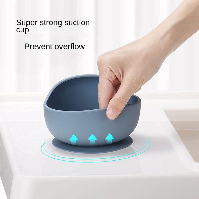 Juego de alimentación de bebé de silicona sin BPA, cuenco con ventosa, plato de comedor, taza de paja, cuchara, tenedores para niños, vajilla para bebés, platos para niños