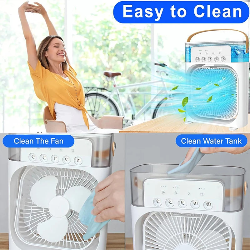 1 ventilador de enfriador de pulverización de cinco agujeros, portátil Ventilador de escritorio, adecuado para oficina, estudio, al aire libre, etc.