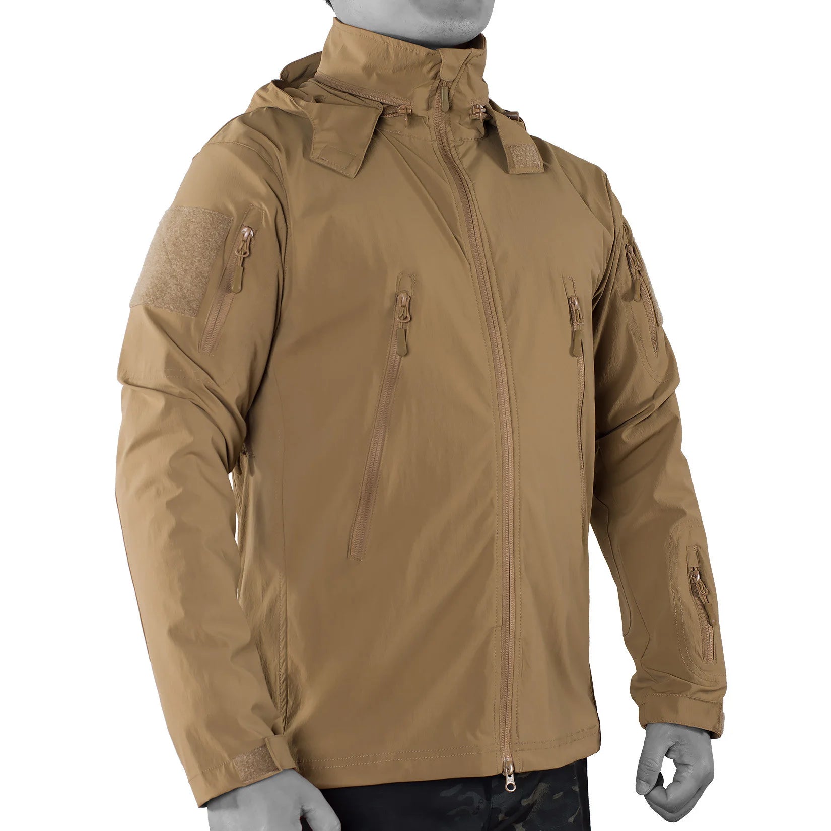 Chaqueta táctica delgada de nylon para exteriores, modelo Tr RG Light Cavalry, impermeable, con capucha, tipo softshell, para asalto.