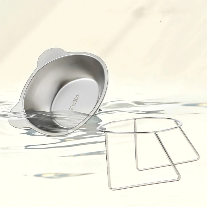 Cuencos para gatos elevados estables elevados 15 °   Cuencos para perros con protección para el cuello, cuenco de comida para gatos de acero inoxidable 304 resistente a roturas para cachorros y gatos
