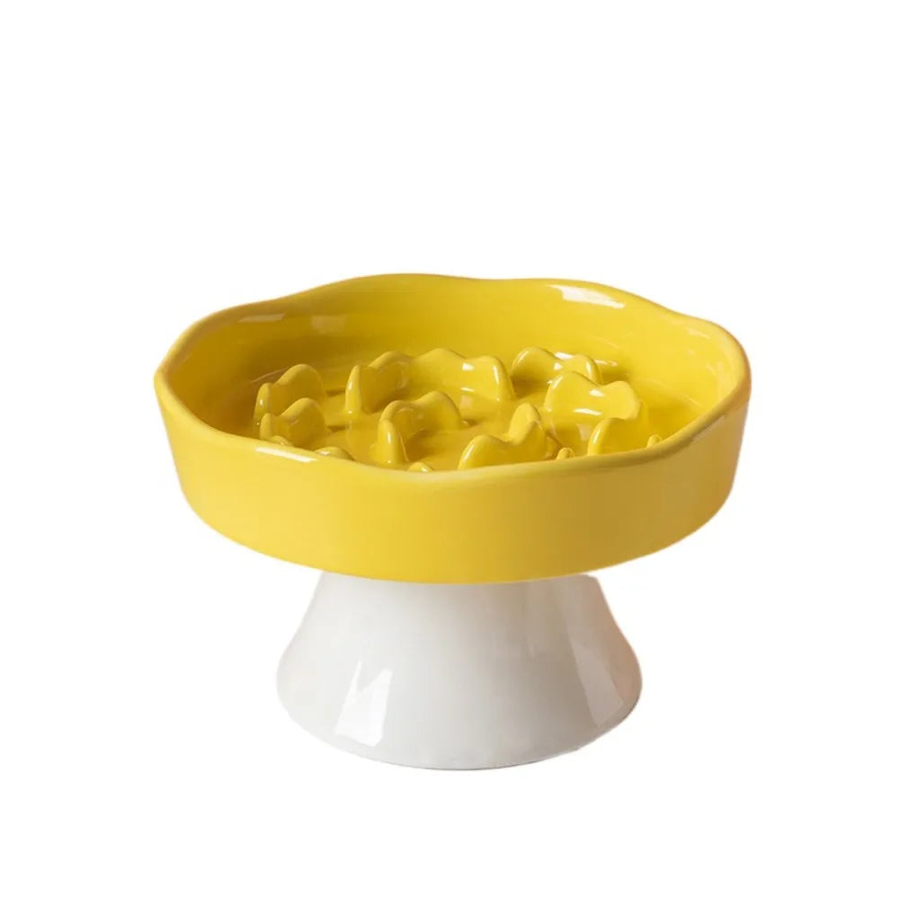 Cuenco de Cerámica para Gatos, Comedero Lento, Lindo, Multiusos, con Base Alta, Gran Capacidad, Antideslizante, Recipiente para Agua y Comida para Perros