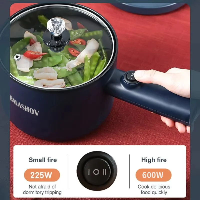 Mini Cocina eléctrica multifunción todo en uno, olla individual de doble capa para el hogar, olla para Fideos, olla caliente antiadherente, herramienta de cocina