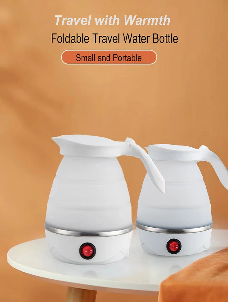 Tetera plegable y portátil, calentador de agua de 600ML, hervidor de agua eléctrico de viaje para el hogar, electrodomésticos de cocina de 220V, olla de agua hirviendo