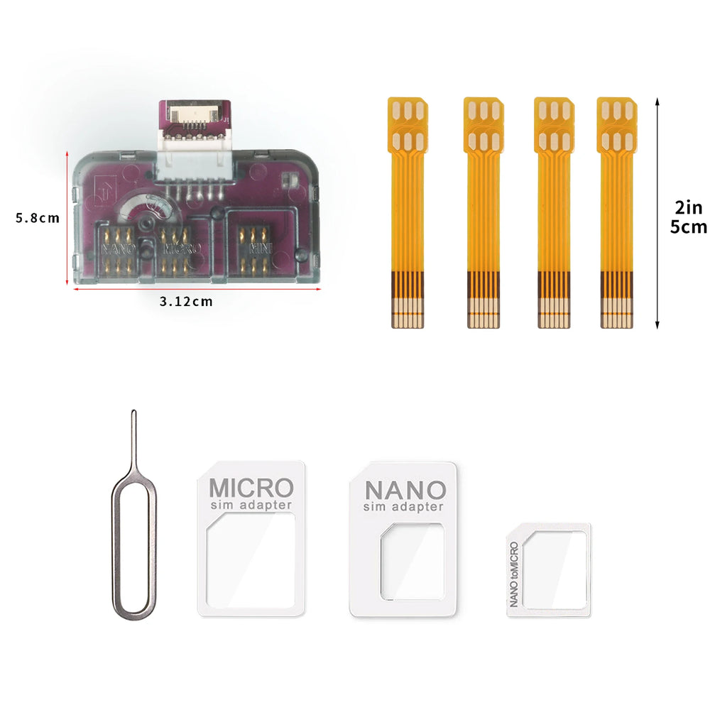 Herramienta de activación de tarjetas IC para teléfono TPC 4 en 1, adaptador de extensión de tarjeta universal, convertidor de tarjeta Micro SIM para iPhone y Android.