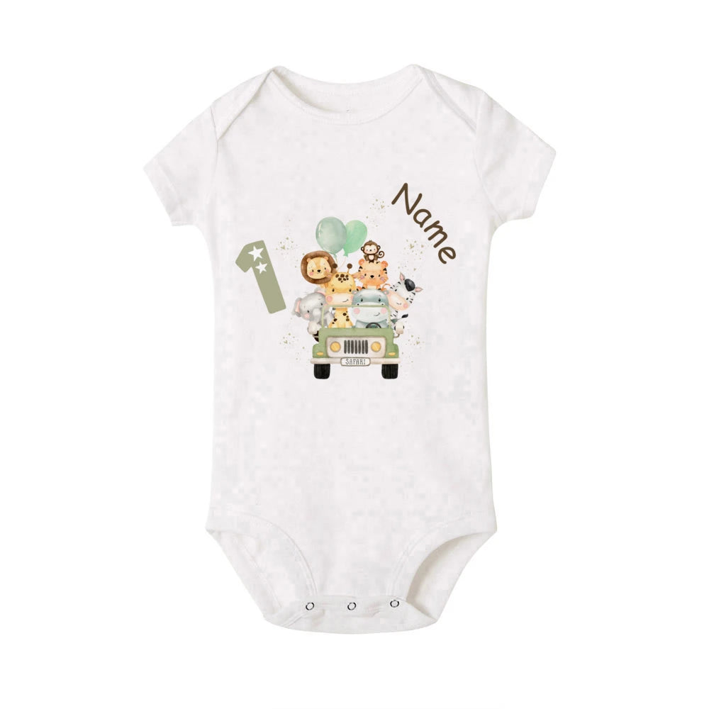 Pelele personalizado para bebé, Animal de Safari con nombre, mono para recién nacido, mono salvaje, ropa para niñas pequeñas, regalo de ducha infantil