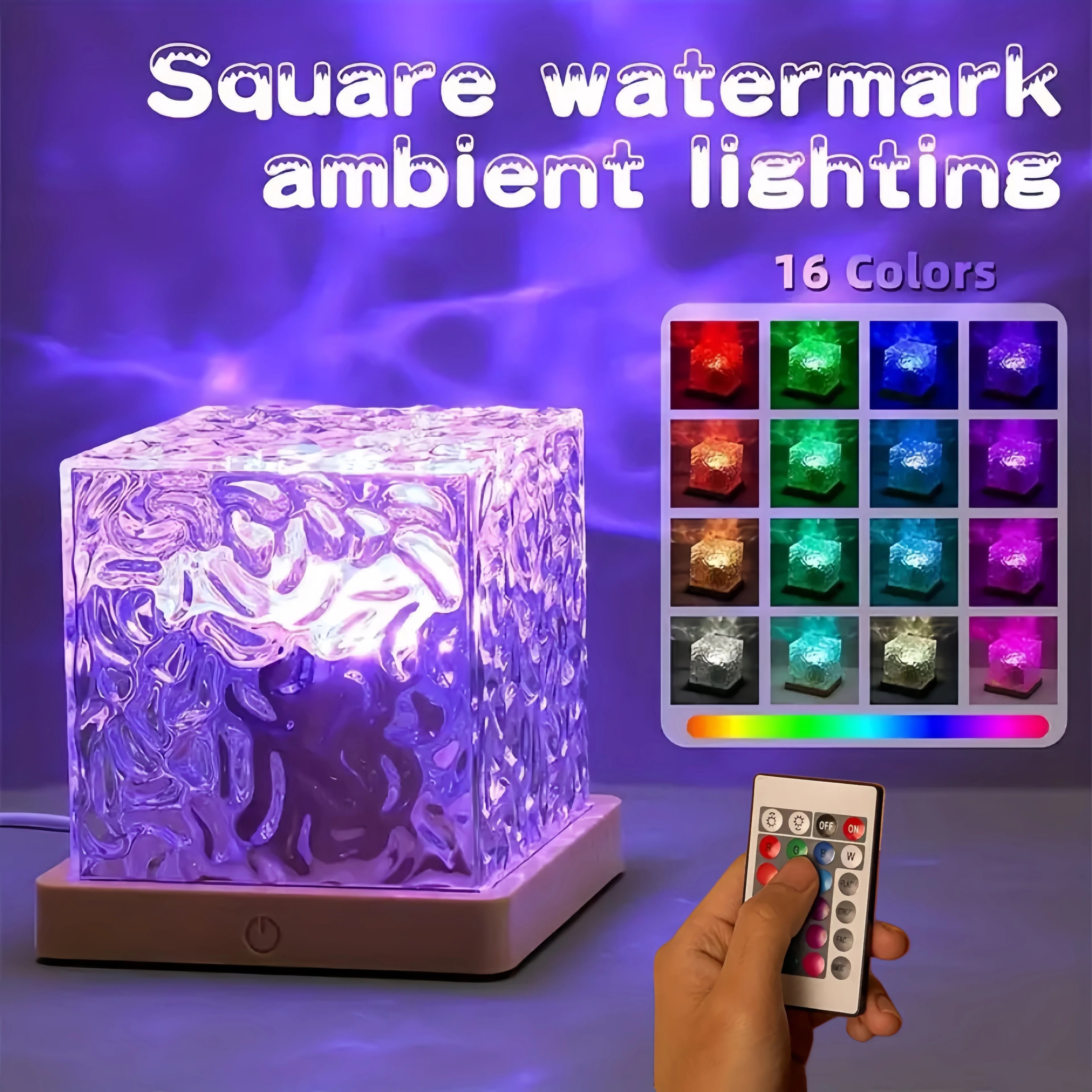 Proyector de luz Ocean Wave Aurora, luz USB remota RGB con ondas de agua, 16 colores, luz nocturna para el hogar, oficina, Bar, sala de estar, luz ambiental