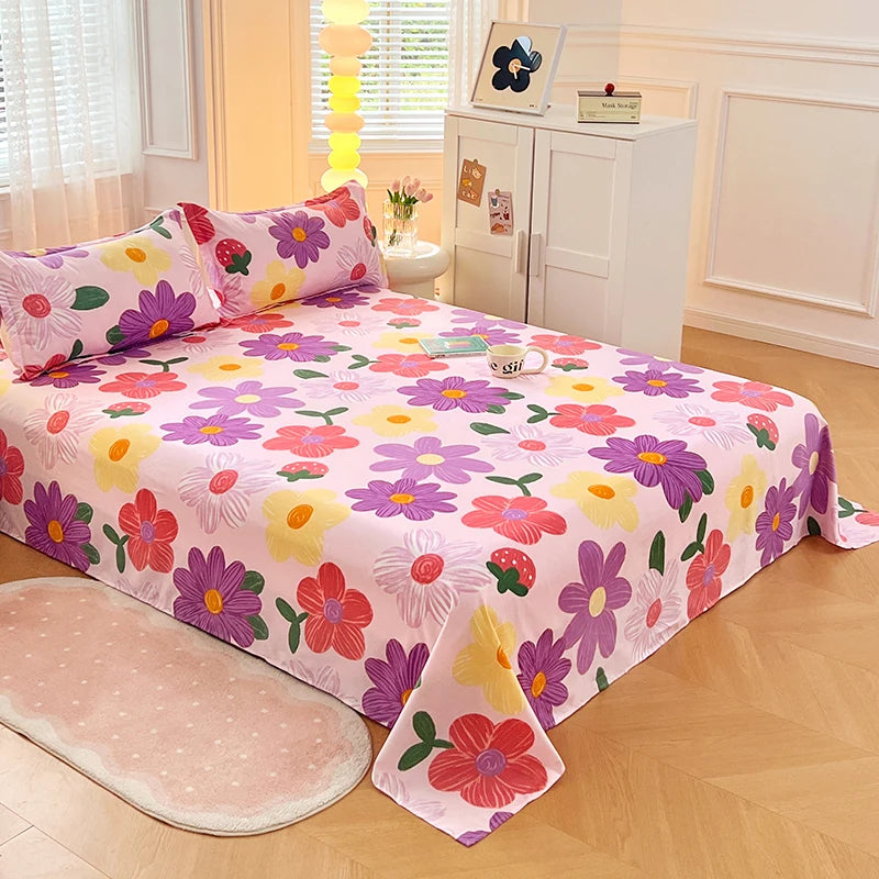 Sábanas Suaves y Agradables al Tacto, Estampadas, para el Hogar, Planas, para Cama King, Queen, Individual, Doble, Transpirables, Duraderas, 1 o 3 Piezas/Juego