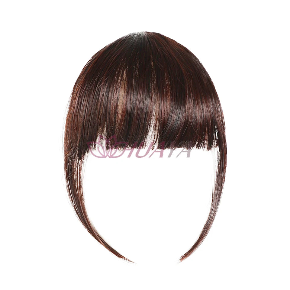 HUAYA-flequillo de aire sintético para mujer, pelo falso corto Natural, Invisible, sin costuras, extensiones de cabello frontal