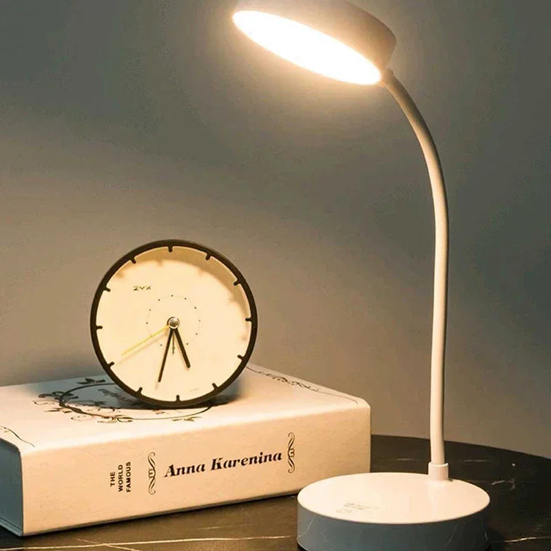 Lámpara de escritorio LED flexible con atenuador de 3 niveles, alimentada por USB, cuidado de los ojos, luz blanca cálida, perfecta para el hogar, la oficina, la lectura, el estudio