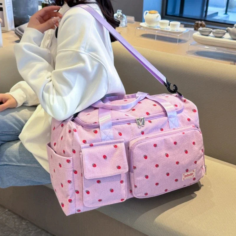 Bolsa de viaje de pana, bolsa de viaje de gran capacidad con compartimento para zapatos, bolsas deportivas para Fitness para mujer, bolsas de lona