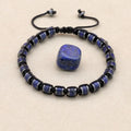 Pulsera trenzada de cuentas de hematita de malaquita de 3x6mm, pulsera tejida hecha a mano con abalorio de Yoga bohemio, joyería de moda para hombres y mujeres