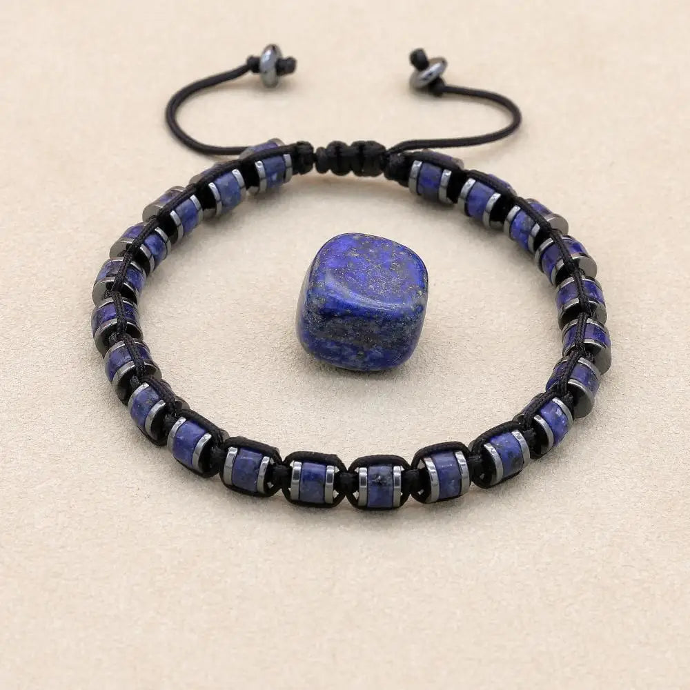 Pulsera trenzada de cuentas de hematita de malaquita de 3x6mm, pulsera tejida hecha a mano con abalorio de Yoga bohemio, joyería de moda para hombres y mujeres