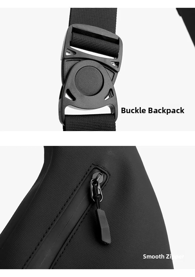 Bolso de Pecho Impermeable para Hombre, Bandolera, Mochila para Viajes Diarios, Membrana de Cuero Resistente a Salpicaduras, Ideal para Viajes Casuales