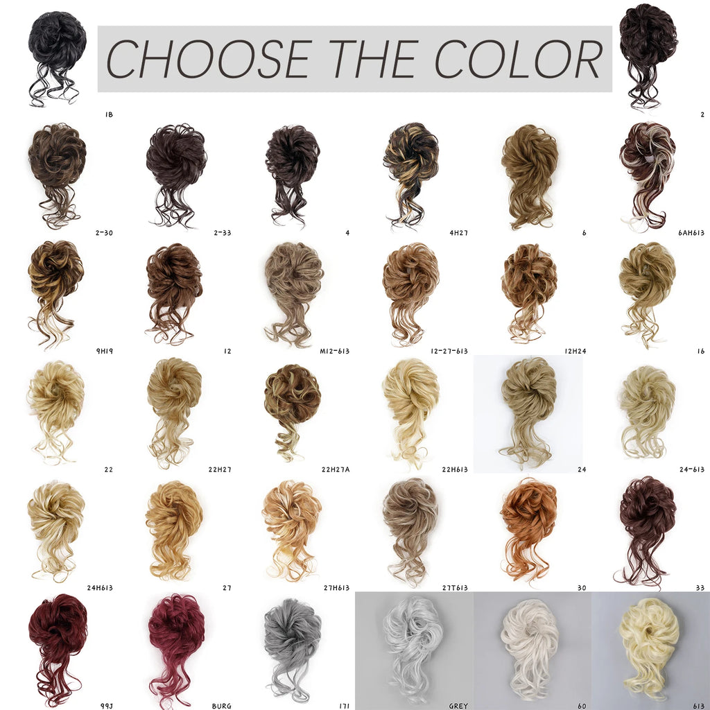 AZQUEEN moño de pelo sintético moño Natural gris desordenado banda para el cabello rizado elástico Scrunchy piezas de cabello falso para mujeres horquillas