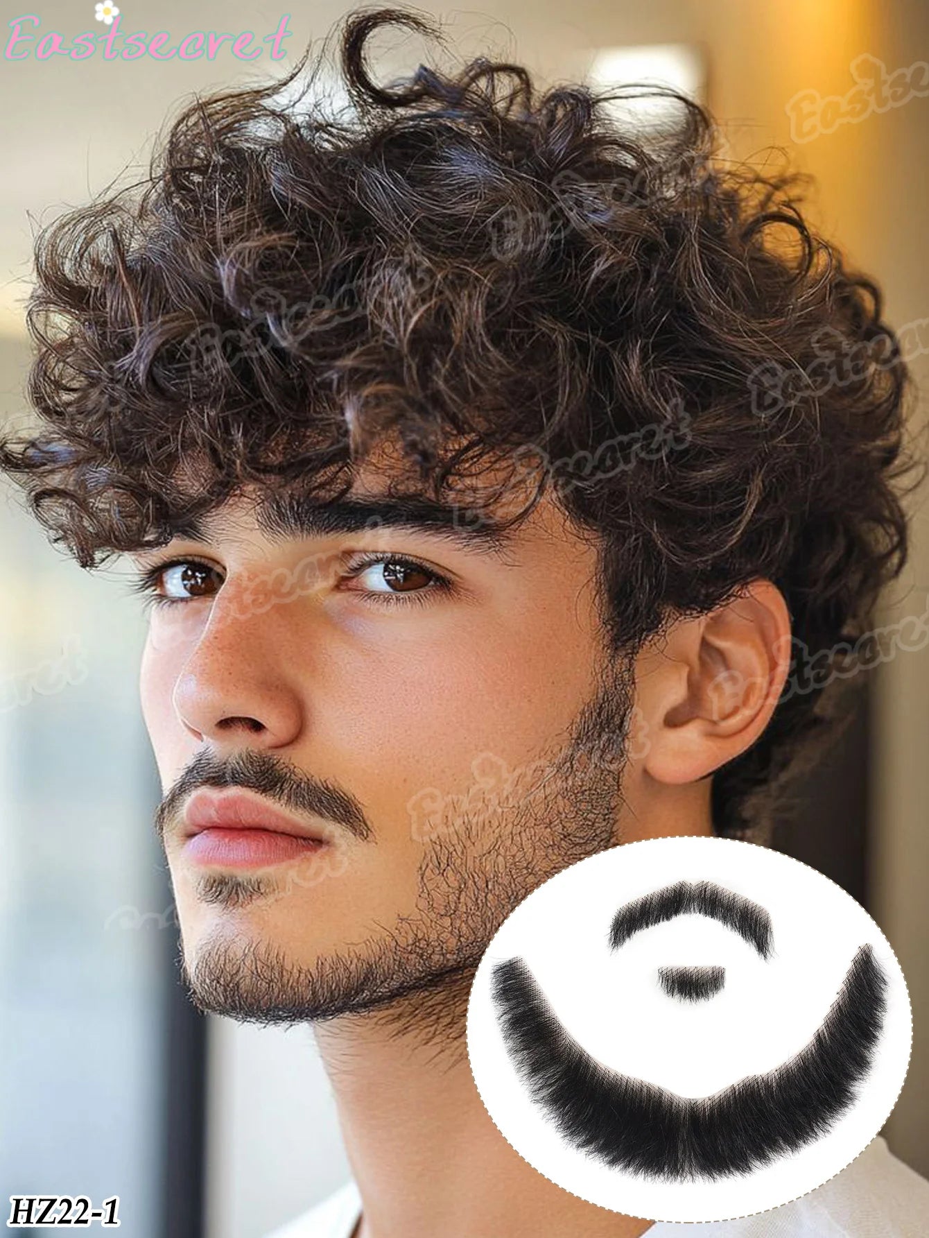 Bigote falso de barba de encaje sintético para hombres, bigote hecho a mano por pelo Real, Cosplay, encaje sintético, barbas invisibles