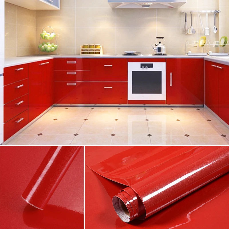 Papel tapiz impermeable de Color sólido, autoadhesivo para habitación, armario blanco y negro, pegatina de pared mate para muebles de cocina, ancho personalizable
