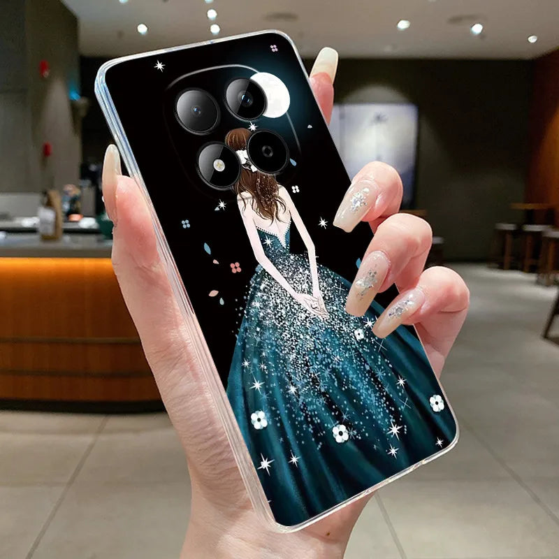 Funda para Teléfono Xiaomi Redmi Note 15 Pro 4G, Carcasa Protectora con Diseño de Lazo de Mariposa, Transparente, de Silicona TPU Suave