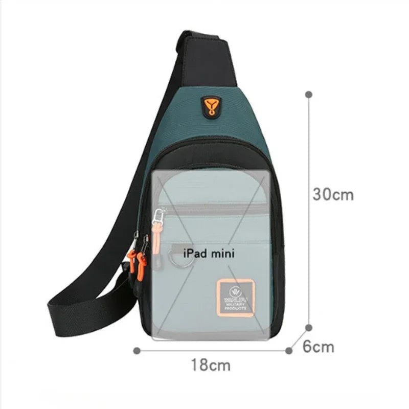 Riñoneras informales con estilo para hombre, bolso de pecho para hombre, bolso de pecho a la moda, bolso de hombro tipo bandolera de tela Oxford ligero