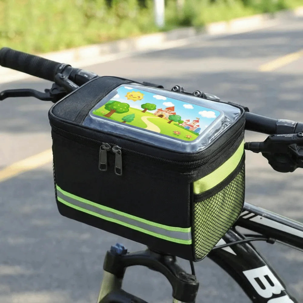 Bolsa impermeable para tubo delantero de bicicleta, tira reflectante, fácil instalación, cesta para manillar de bicicleta, gran capacidad