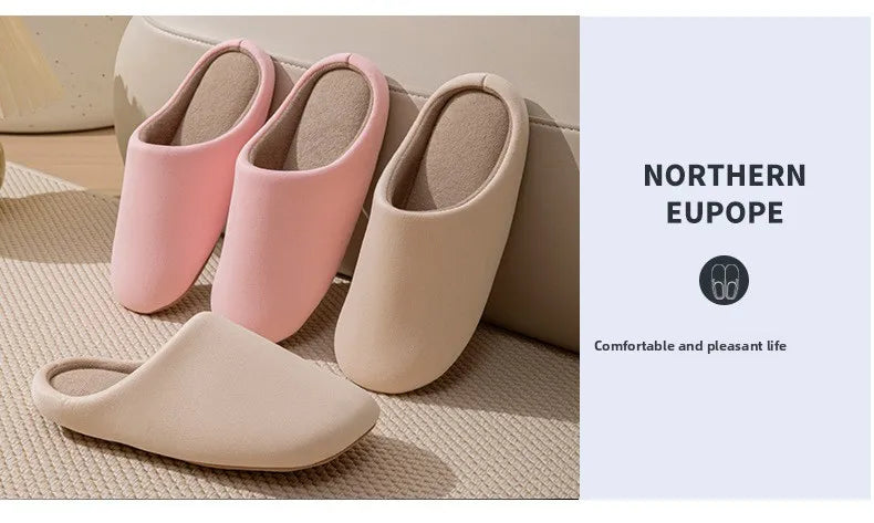 Zapatillas de algodón insonorizadas neutrales, suelas blandas de estilo japonés, zapatillas de invierno antideslizantes para parejas, zapatos para el hogar para suelo interior