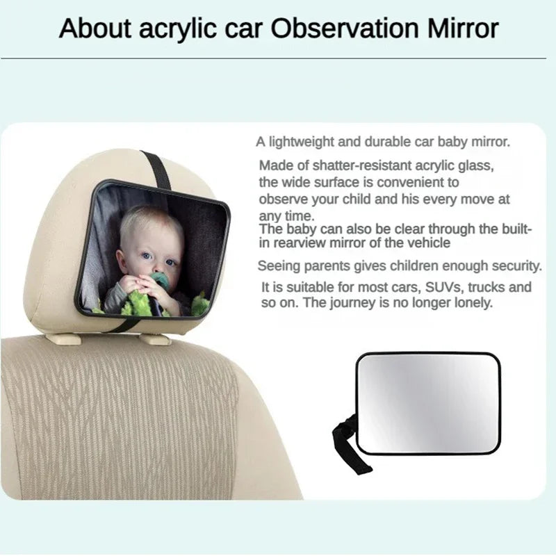 1 Uds. Espejo ancho ajustable para asiento trasero de coche asiento para bebé/niño Monitor de espejo de seguridad para coche espejo cuadrado de seguridad para coche Interior de coche