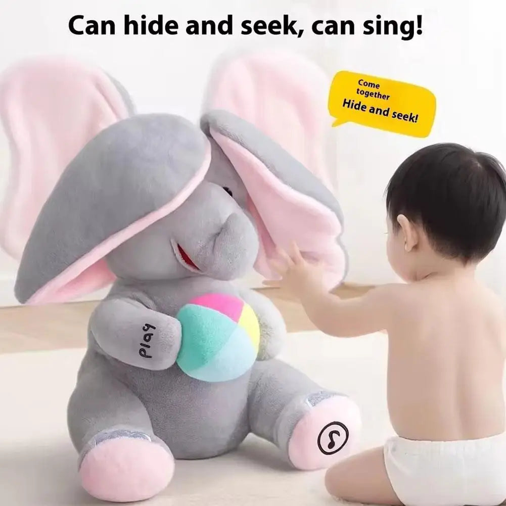Elefante de juguete animado, elefante de peluche con orejas, juguete de peluche eléctrico móvil, elefante bonito, juguete de peluche para regalo de bebé
