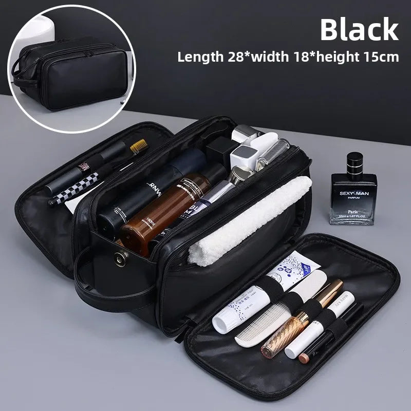 Neceser de PU con múltiples bolsillos para mujer y hombre, bolsas de maquillaje esenciales de viaje, bolsa colgante impermeable, bolsa organizadora de lavado de cosméticos