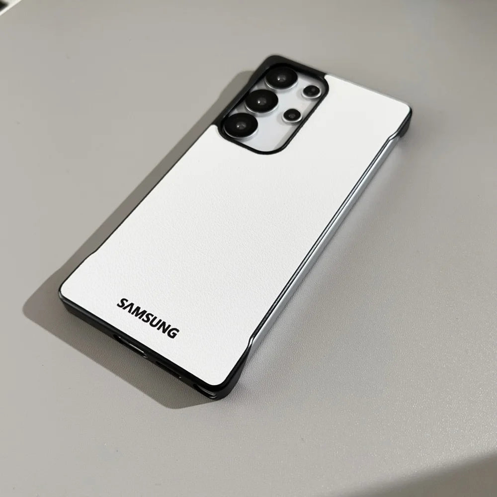 Funda de teléfono con textura de cuero de negocios ultrafina sin marco Samsung Galaxy S25 Ultra S24 Plus S25 Edge mate cubierta suave a prueba de golpes