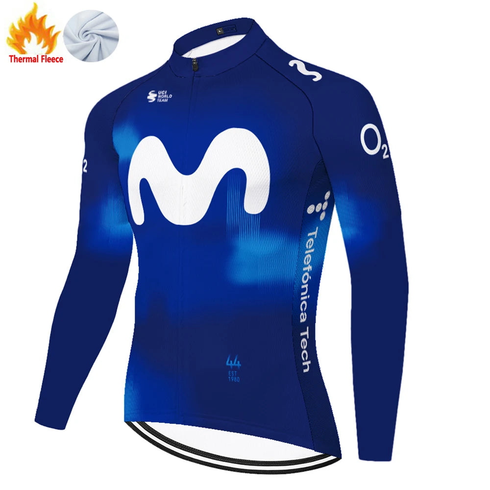 Nuevo invierno Movistar ciclismo jersey 2026 protear hombres manga larga bicicleta invierno maillot cyclisme homme
