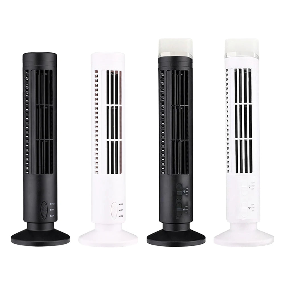 Ventilador de torre LED de 2,5 W, 38CM/33CM, sin hoja, 2 velocidades, ventilador de torre de pie, ventilador de suelo eléctrico portátil para sala de estar, dormitorio y oficina