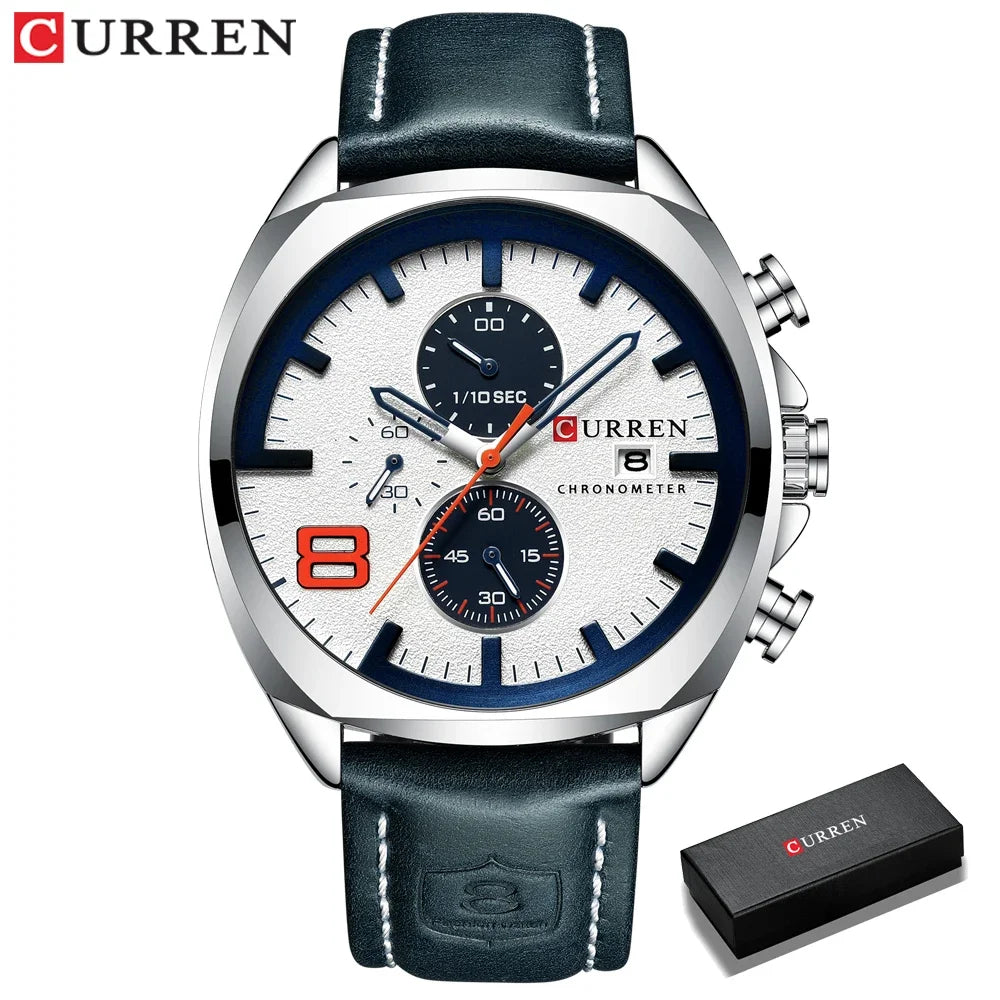 Reloj CURREN para hombre, reloj de pulsera de lujo, relojes de pulsera de cuarzo, relojes de cuero de moda estilo Punk para hombre, reloj Masculino