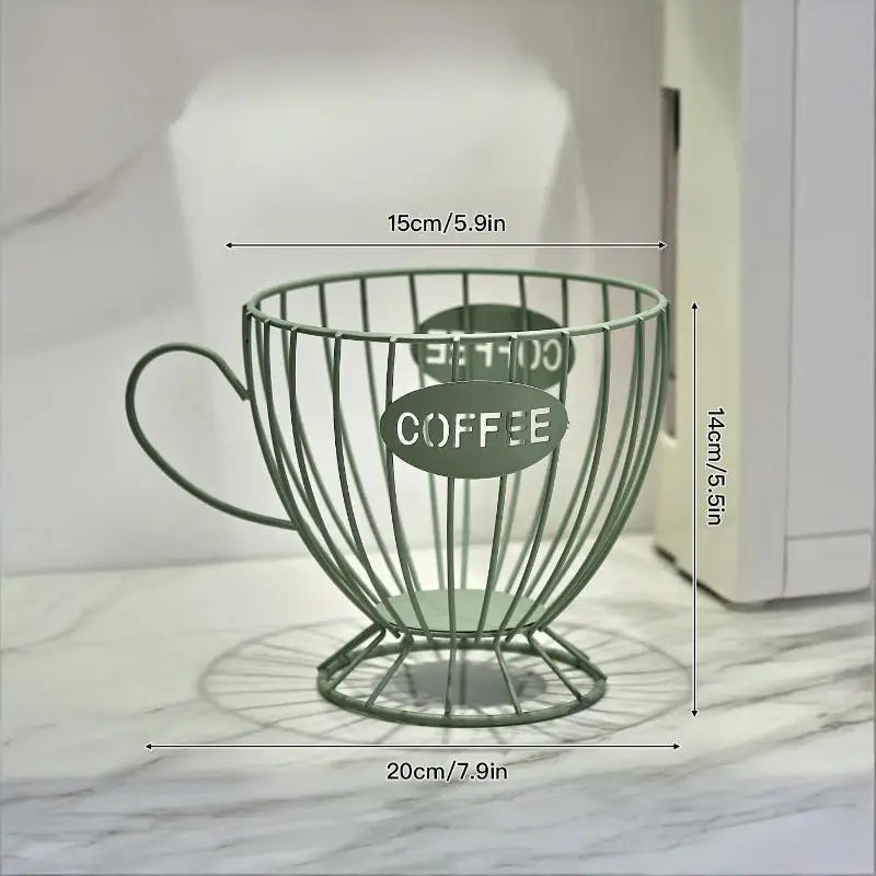 ♥ Soporte para Cápsulas de Café de Metal en Forma de Copa (Dorado/Negro) - Estante de Almacenamiento de Alambre para Cápsulas Nespresso, Organizador de Encimera de Cocina