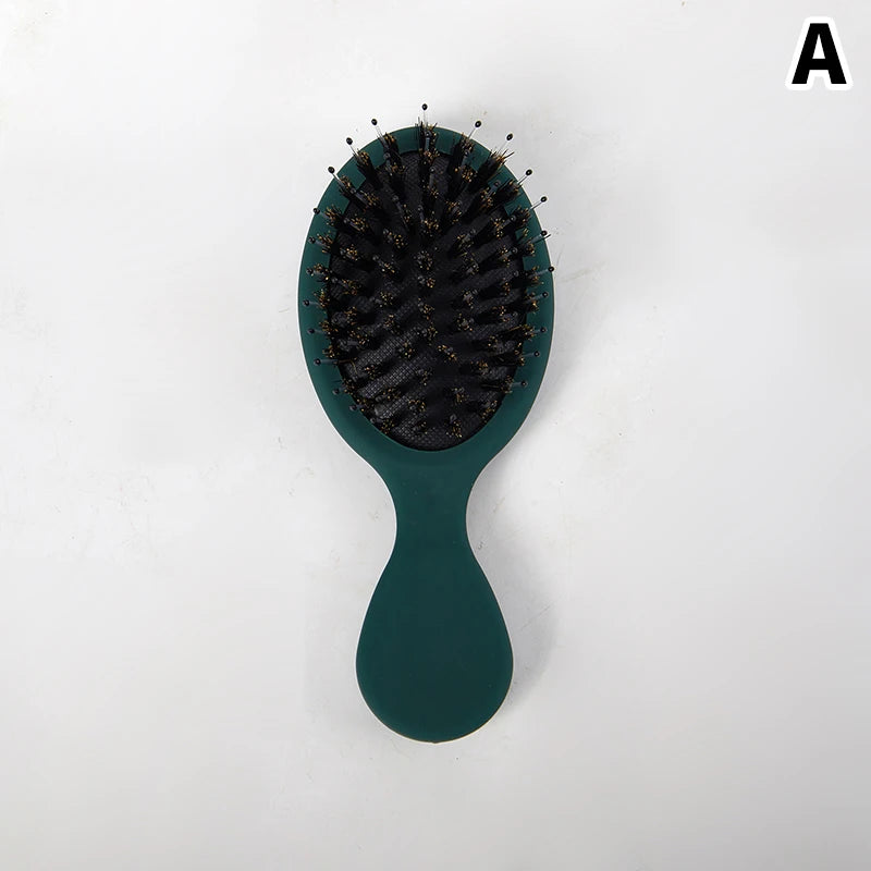 Mini cepillo ovalado portátil de cerdas de jabalí, peine de masaje para el cuero cabelludo, herramienta de peinado para el cuidado del cabello, 1 piezas