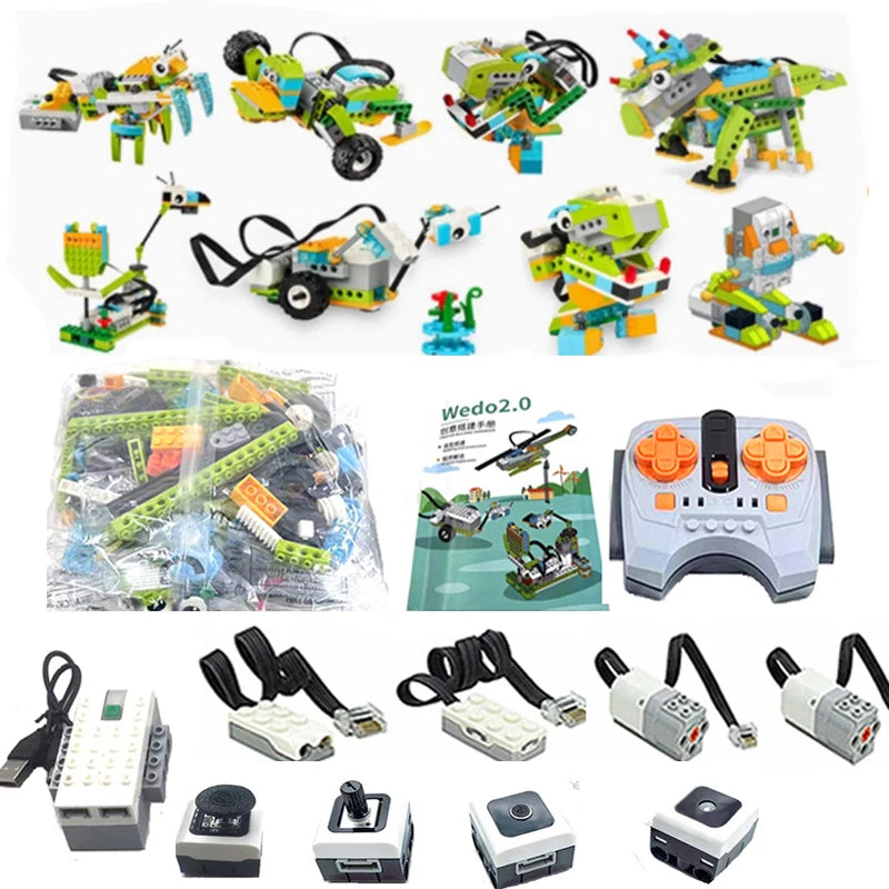 WeDo 2,0 RC batería de litio juego de robótica con seis bloques de construcción de sensores Compatible lego 45300 Scratch 3,0 juguete educativo de ladrillo