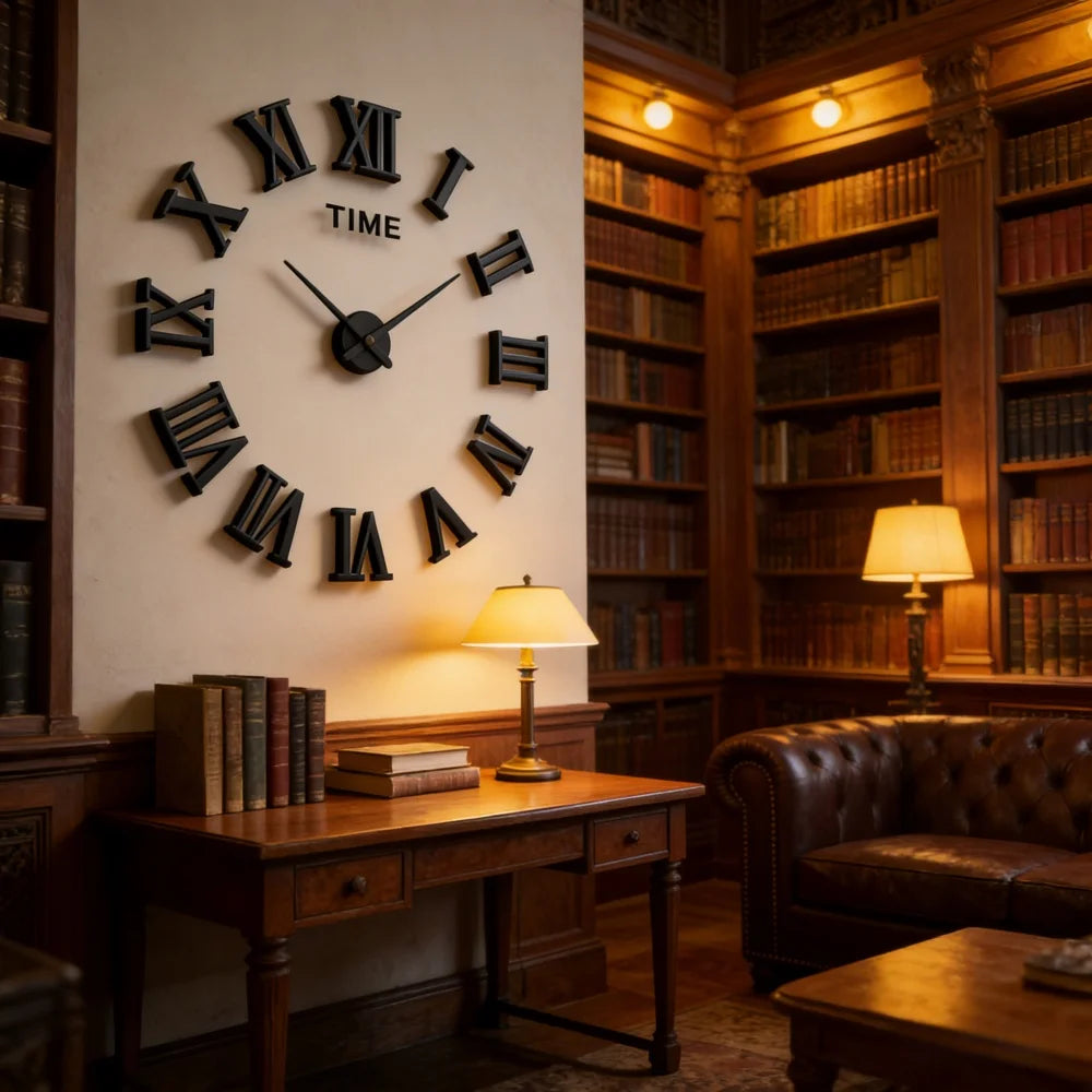 Reloj de pared con espejo acrílico de Número Romano grande 2D/3D, pegatina de moda DIY, relojes de cuarzo, reloj, decoración del hogar, pegatinas para el salón