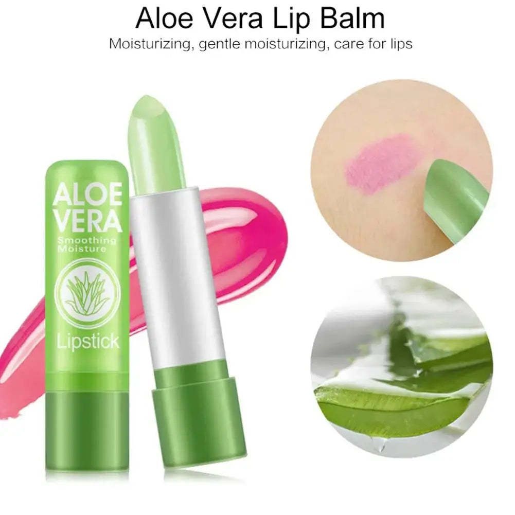 Bálsamo labial de Aloe Vera que cambia de Color, bálsamo labial hidratante duradero, resistente al agua, cambia de temperatura, 1 unidad