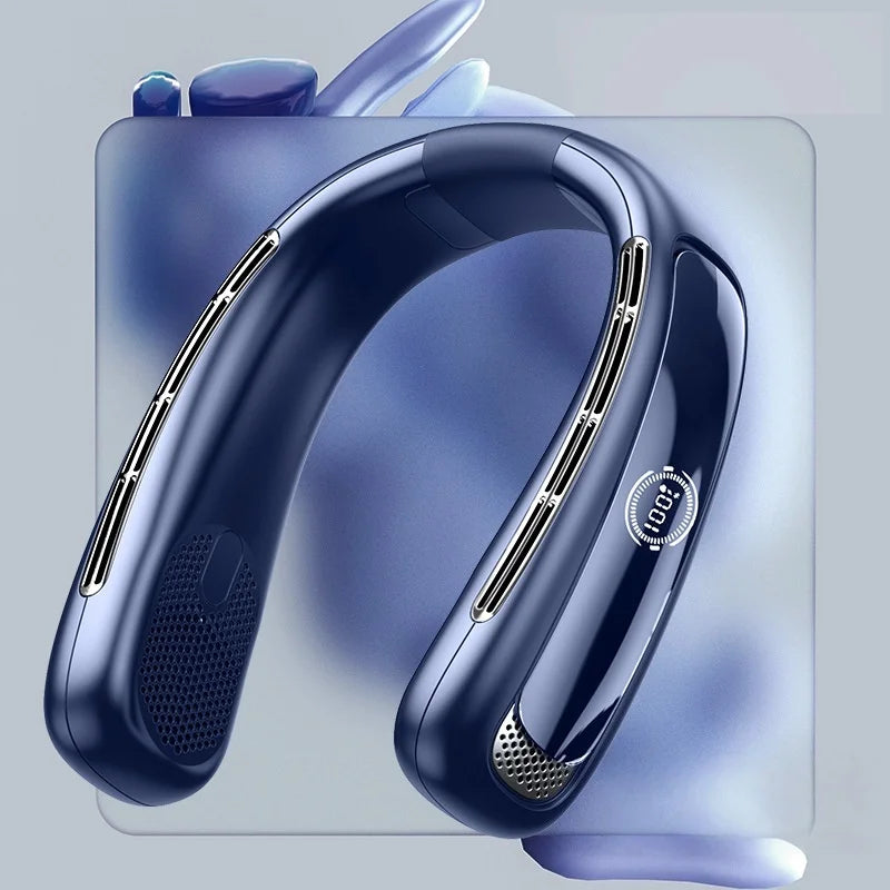 Nuevo ventilador de cuello portátil de 15000mAh pantalla Digital inteligente USB recargable al aire libre ventilador de cuello de enfriamiento silencioso sin aspas para verano