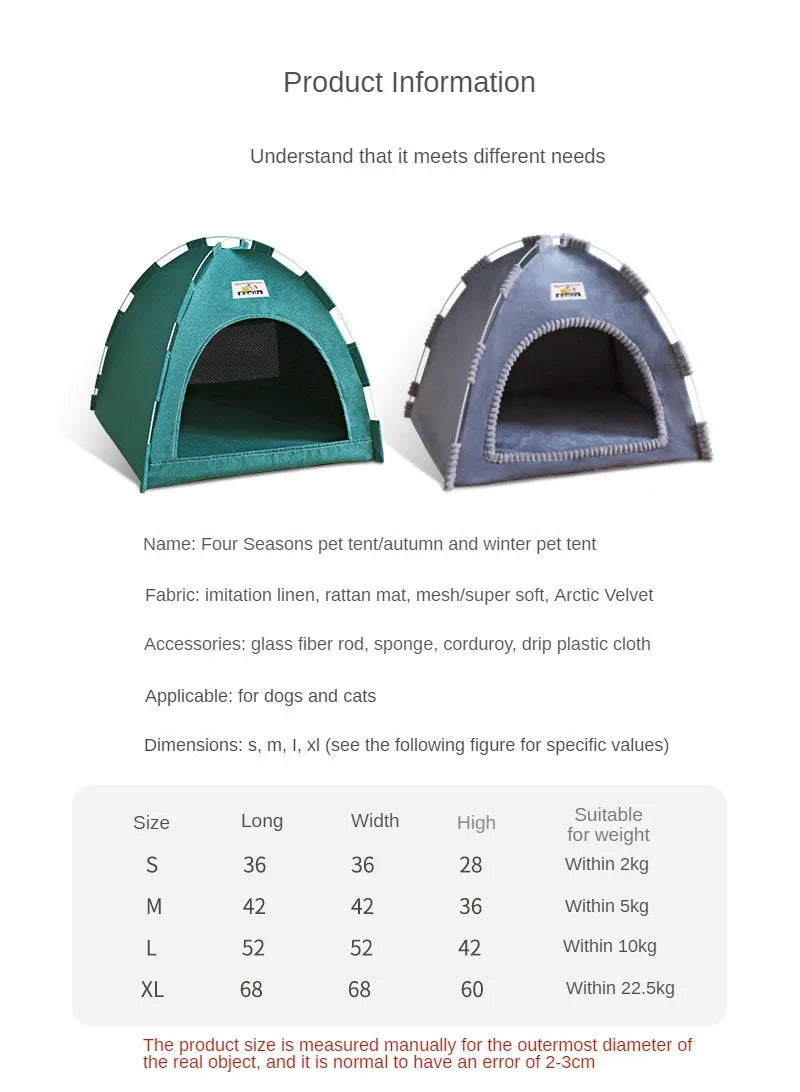 Casa Plegable para Gatos, Tienda de Campaña para Mascotas, Universal para las Cuatro Estaciones, Nido para Perros y Gatos, Colchoneta Refrescante de Verano, Portátil, Plegable y Transpirable para Exteriores