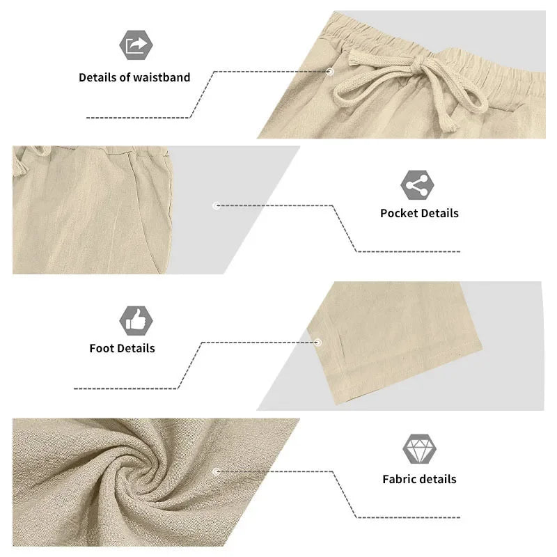 Conjunto informal holgado de lino para hombre, camisa Henry de manga larga y pantalones largos, conjunto cómodo y transpirable a la moda para otoño 2025