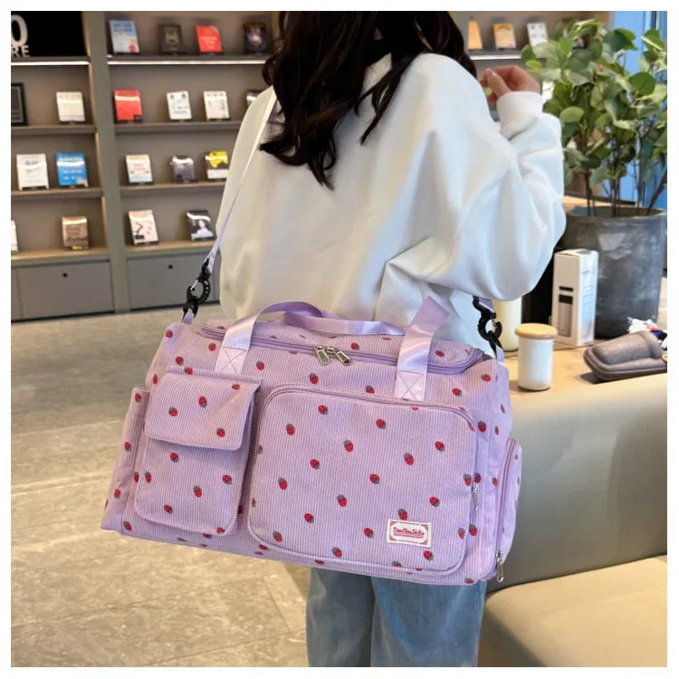 Bolsa de viaje de pana, bolsa de viaje de gran capacidad con compartimento para zapatos, bolsas deportivas para Fitness para mujer, bolsas de lona