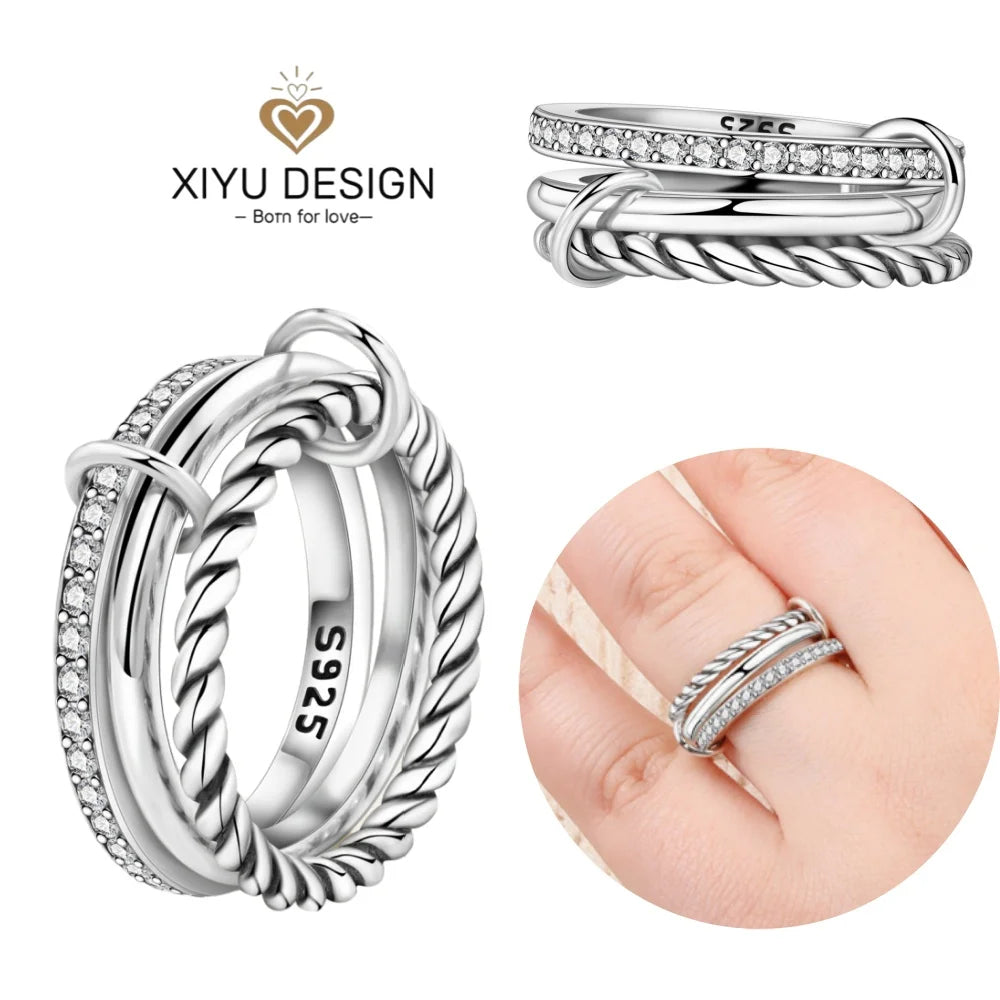 2024 nuevo anillo de plata 925 anillo de lazo brillante de circón anillo de boda de dedo Original S925 DIY regalo de joyería fina para mujer