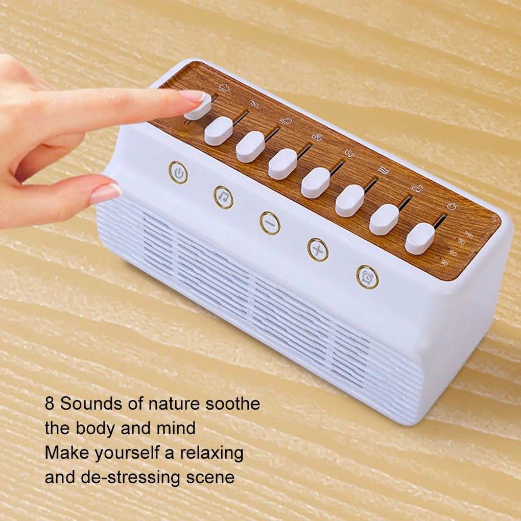 Máquina de sonido blanco para bebés con 8 sonidos naturales, altavoz inalámbrico compatible con Bluetooth, caja de música portátil, herramienta de ayuda para dormir en el dormitorio