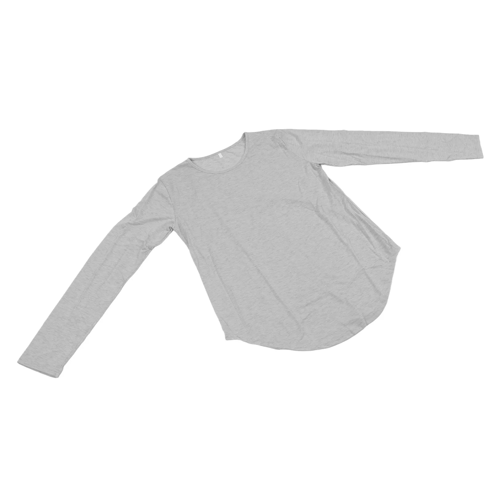 Camisa de manga larga para hombre, corte Regular, cuello redondo, ajustada, Color liso, informal, camiseta muscular