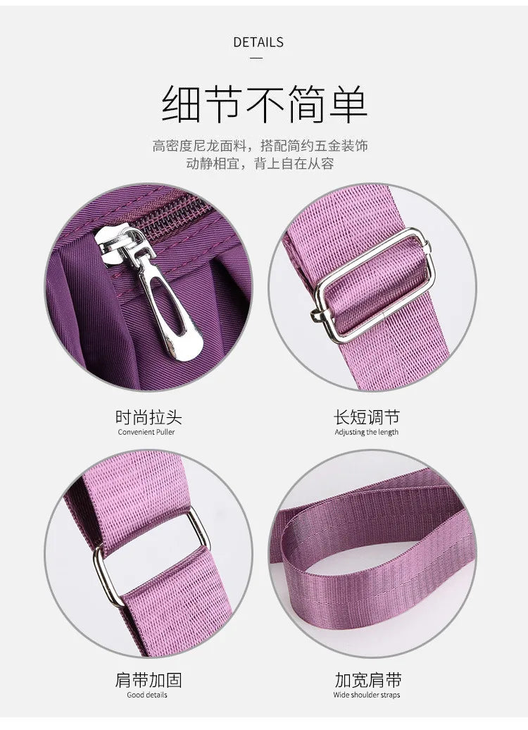 Bolso cruzado de nailon para mujer, bolso de hombro de gran capacidad, bolso femenino con múltiples bolsillos, bolso de compras de viaje para mujer, bolso de ocio