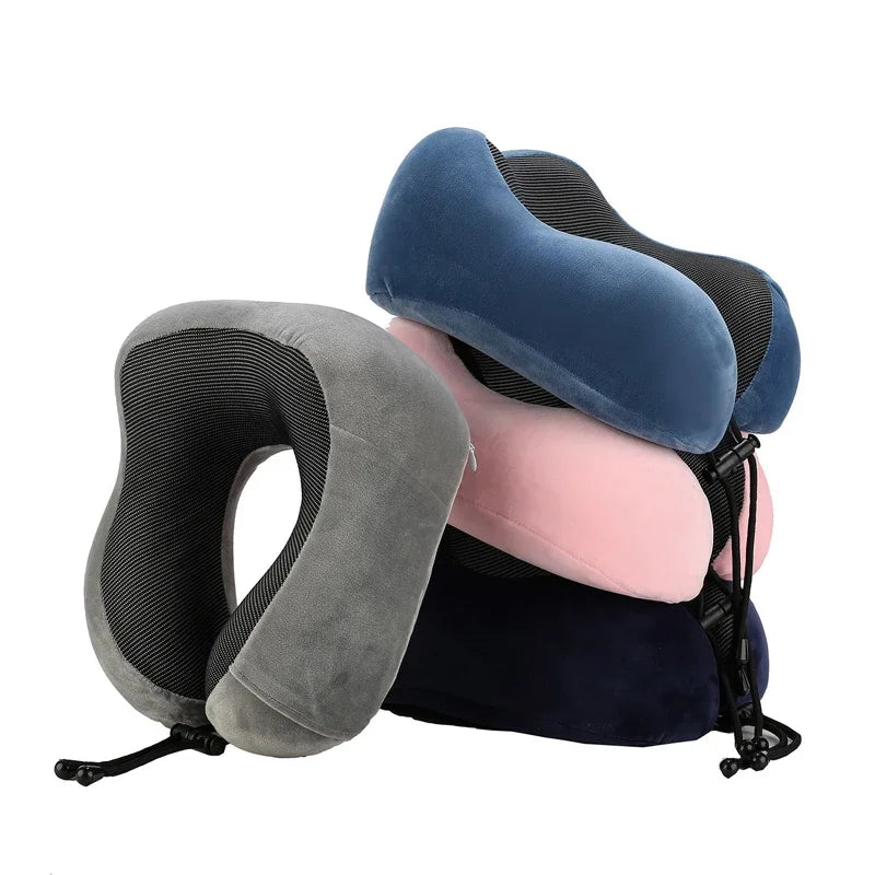 Almohadas de espuma viscoelástica en forma de U para el cuello, almohada de viaje suave, almohada de masaje para el cuello, almohada de avión para dormir, ropa de cama para el cuidado de la salud Cervical