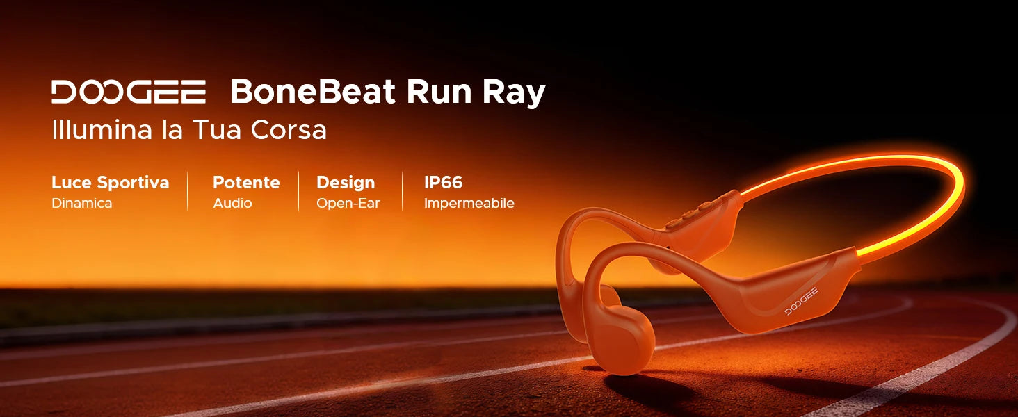 Audífonos DOOGEE BoneBeat Run Ray con Conducción Ósea, 10 Horas de Duración, Bluetooth 6.0, Dinámicos, Deportivos, Ligeros, Inalámbricos, de Diseño Abierto